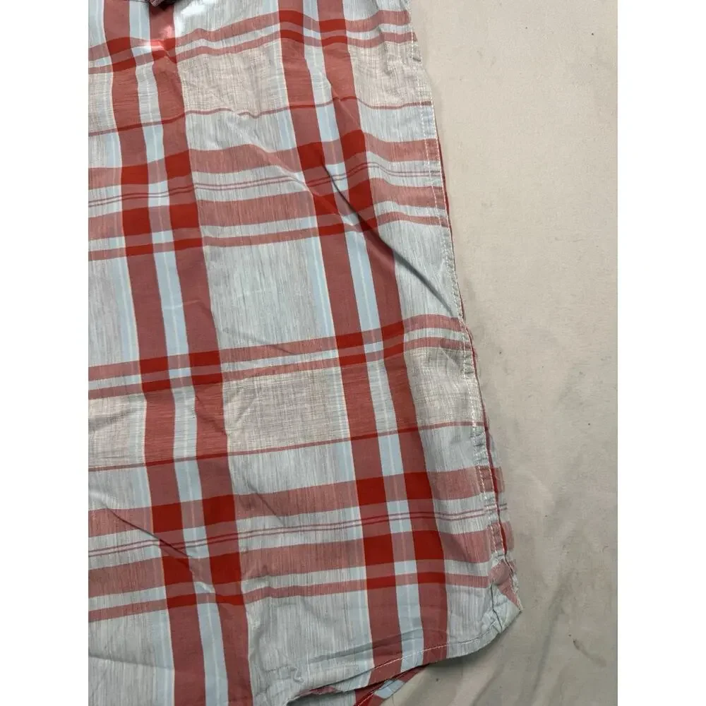The North Face Plaid Button Front Shirt Mens Medium Red Blue Casual